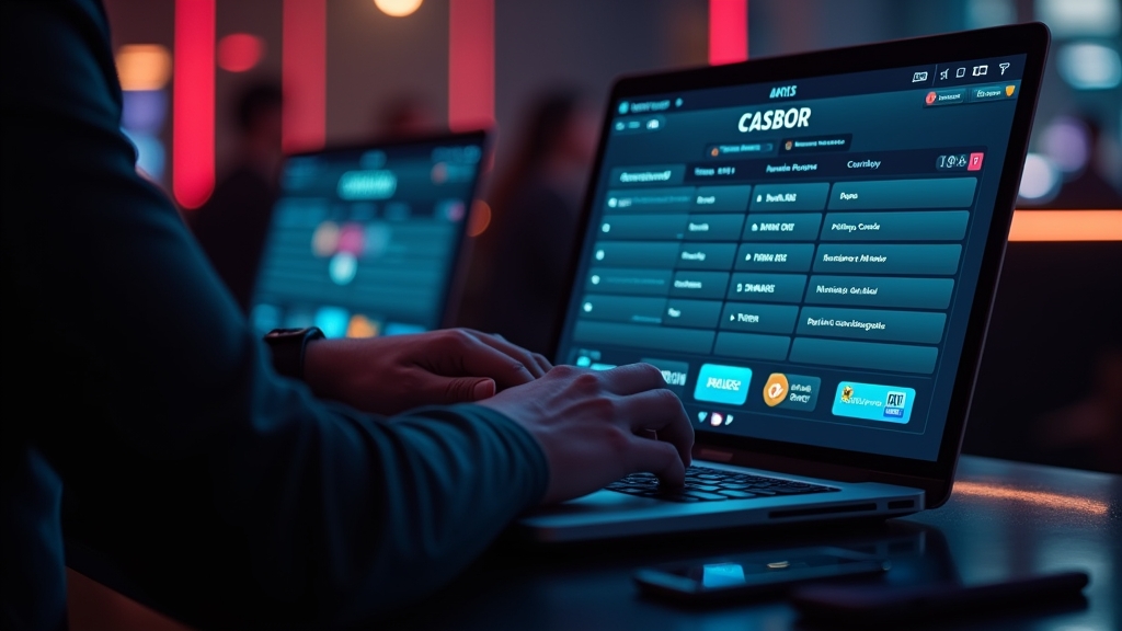 Ecrã de caixa de casino online com opções de depósito e saque