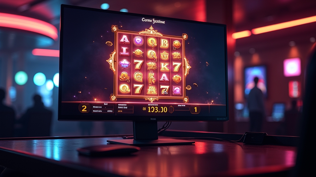 Tela de demonstração do jogo em um ambiente de cassino escuro e moderno