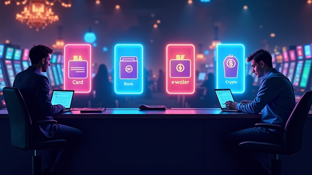 Comparação visual de métodos de pagamento num casino online