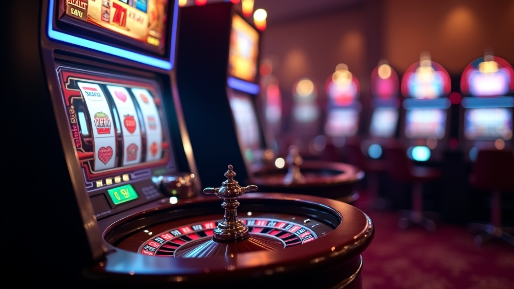 Rodadas grátis e bônus sem depósito em uma sala de slots escura